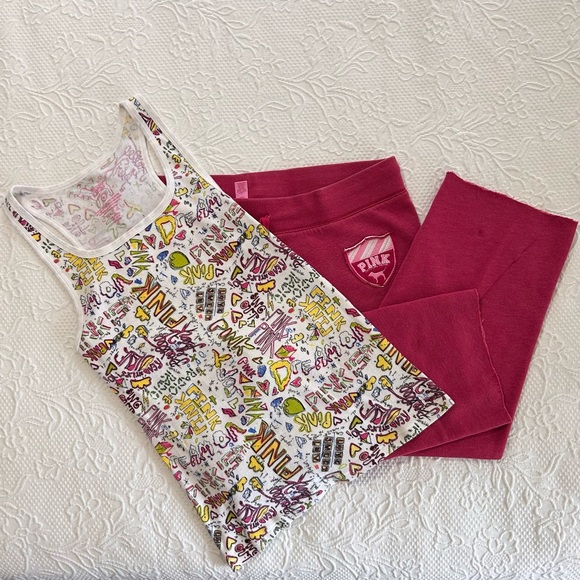 PINK Victoria Secret Outfit 2pc Vintage Capri (Size Med) & Tank Top (Size Large) - Picture 9 of 14